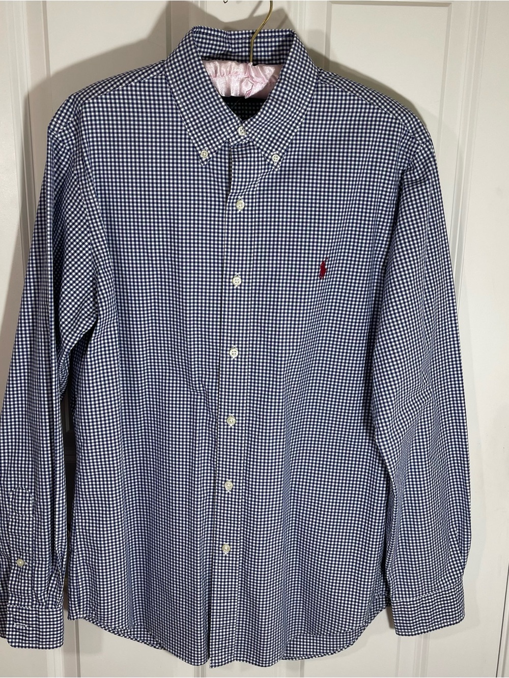Ralph Lauren Navy and White Gingham Button-Down Shirt